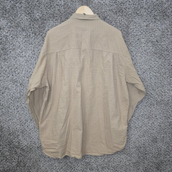 Columbia Shirt Mens 2XB Big Tall Beige Check Button‎ Down Long Sleeve Casual - Picture 7 of 7